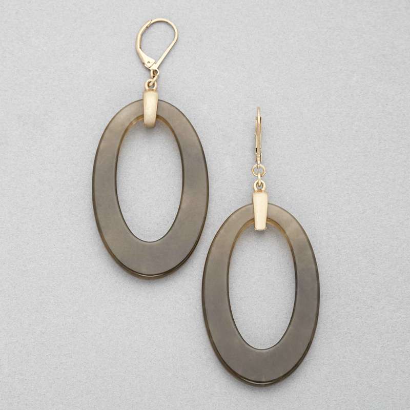 Dangle Hoop Earring, Gold, large image number 0